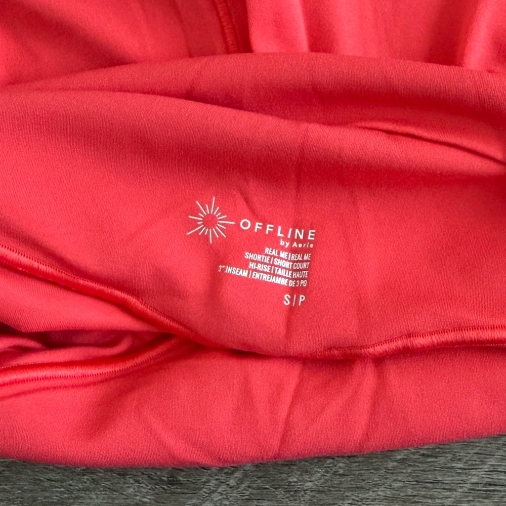 Aerie Set Offline Real Me Low Key Longline Sports Bra + 3” Bike Short Small Red - Picture 8 of 8